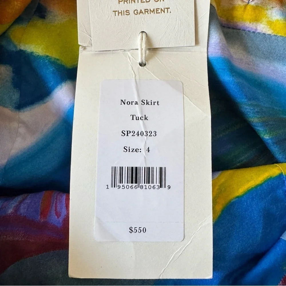 NWT Ulla Johnson 4 Nora Skirt Tuck Shara Hughes Ruffle Slit Abstract Art To Wear